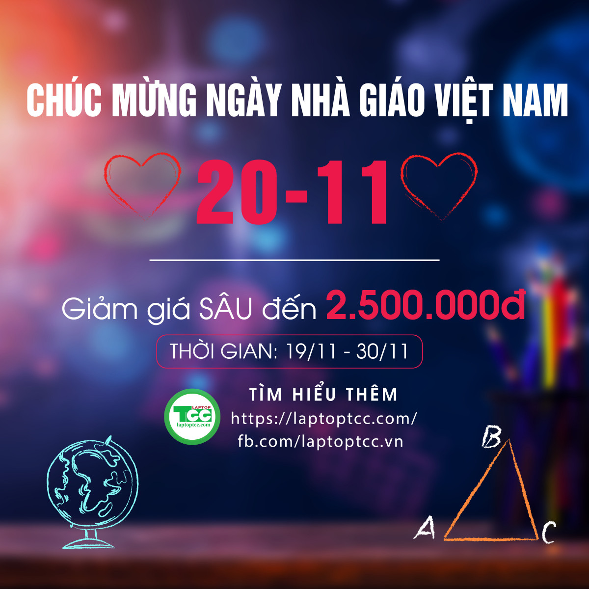 Chào mừng ngày Nhà Giáo Việt Nam 20/11 giảm đến 2.500.000đ