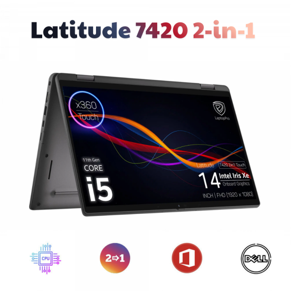 Dell Latitude 7420 (2in1) Gen 11th Core i7 1165G7, Ram 32GB, SSD 512GB, 14.0