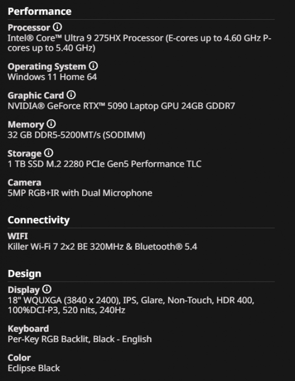 [New] Lenovo Legion 9i Gen 10 2025 - Ultra 9 275HX, RAM 32GB, SSD 1TB, RTX 5090, 18